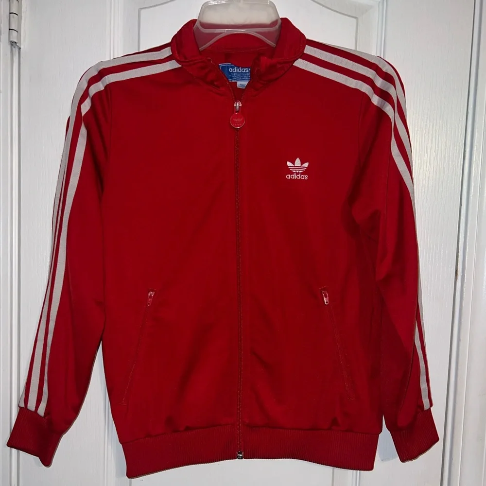 Adidas Originals Trefoil Red 3-Stripe Track Jacket Youth Size M